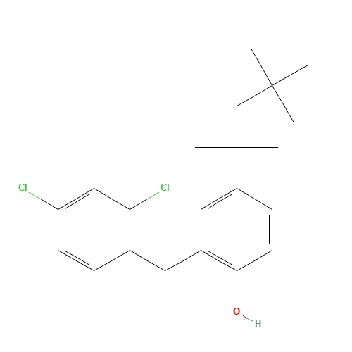 2-[(2,4-dichlorophenyl)methyl]-4-(2,4,4-trimethylpentan-2-yl)phenol (CAS: 37693-01-9) - Chemical Structure and Molecular Formula 