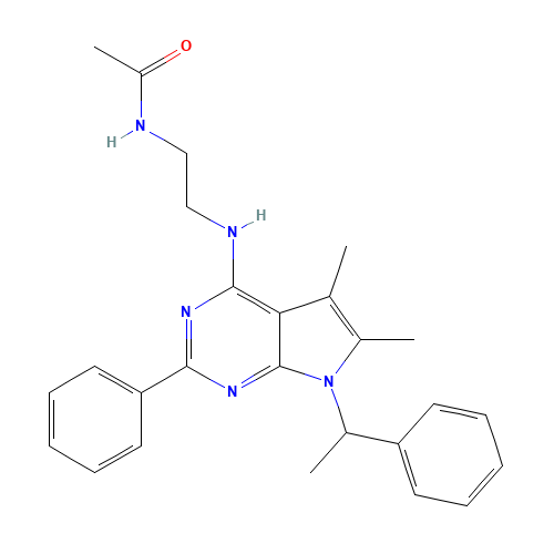 N-[2-[[5,6-dimethyl-2-phenyl-7-(1-phenylethyl)pyrrolo[2,3-d]pyrimidin-4-yl]amino]ethyl]acetamide (CAS: 343632-09-7) - Related Chemical Product