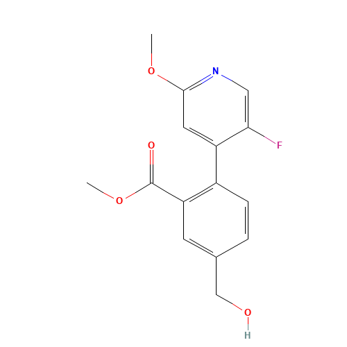 methyl 2-(5-fluoro-2-methoxypyridin-4-yl)-5-(hydroxymethyl)benzoate (CAS: 1142232-41-4) - Chemical Structure and Molecular Formula 