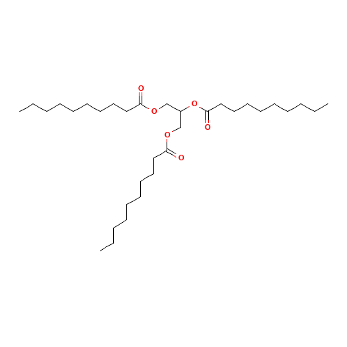 2,3-di(decanoyloxy)propyl decanoate (CAS: 621-71-6) - Chemical Structure and Molecular Formula 