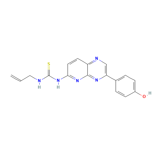 1-[3-(4-oxocyclohexa-2,5-dien-1-ylidene)-4H-pyrido[2,3-b]pyrazin-6-yl]-3-prop-2-enylthiourea (CAS: 800394-83-6) - Chemical Structure and Molecular Formula 