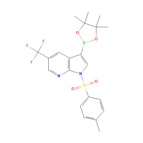 1-(4-methylphenyl)sulfonyl-3-(4,4,5,5-tetramethyl-1,3,2-dioxaborolan-2-yl)-5-(trifluoromethyl)pyrrolo[2,3-b]pyridine (CAS: 1036027-60-7) - Related Chemical Product