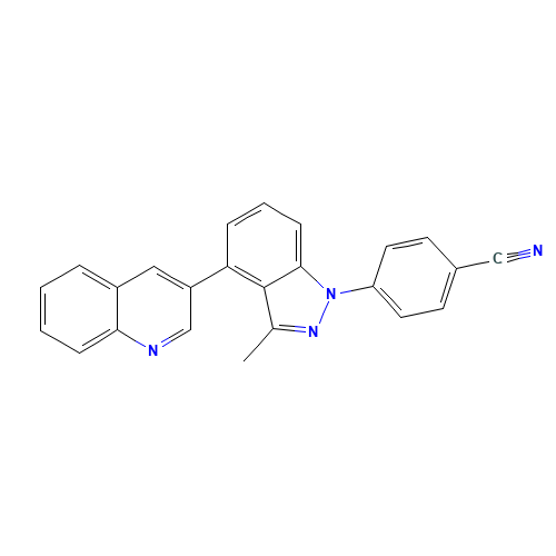 4-(3-methyl-4-quinolin-3-ylindazol-1-yl)benzonitrile (CAS: 1246306-65-9) - Chemical Structure and Molecular Formula 