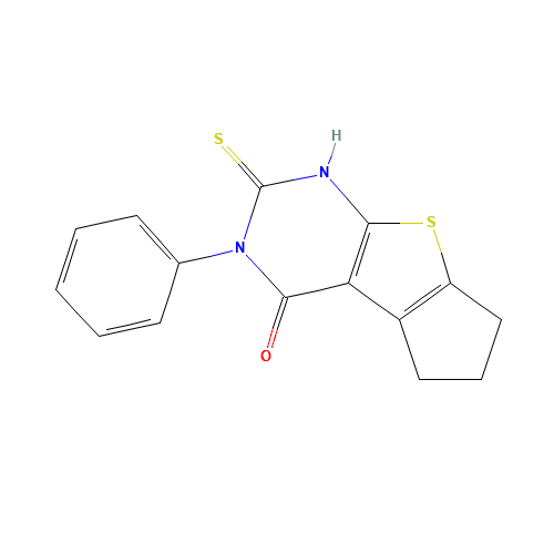 2-phenyl-3-sulfanylidene-4,6,7,8-tetrahydrocyclopenta[2,3]thieno[2,4-b]pyrimidin-1-one (CAS: 300557-77-1) - Related Chemical Product