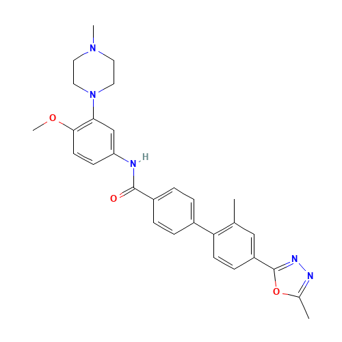 N-[4-methoxy-3-(4-methylpiperazin-1-yl)phenyl]-4-[2-methyl-4-(5-methyl-1,3,4-oxadiazol-2-yl)phenyl]benzamide (CAS: 148672-15-5) - Related Chemical Product