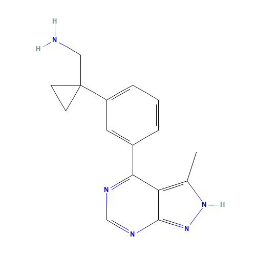 [1-[3-(3-methyl-2H-pyrazolo[3,4-d]pyrimidin-4-yl)phenyl]cyclopropyl]methanamine (CAS: 1363197-97-0) - Chemical Structure and Molecular Formula 