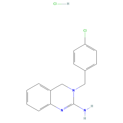 3-[(4-chlorophenyl)methyl]-4H-quinazolin-2-amine;hydrochloride (CAS: 75063-98-8) - Chemical Structure and Molecular Formula 