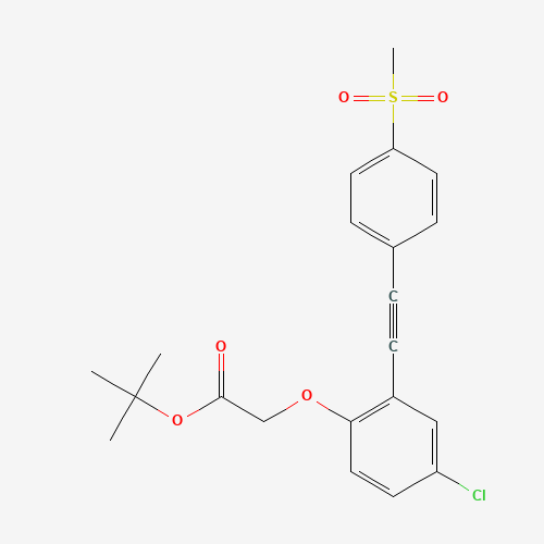tert-butyl 2-[4-chloro-2-[2-(4-methylsulfonylphenyl)ethynyl]phenoxy]acetate (CAS: 1240287-69-7) - Chemical Structure and Molecular Formula 