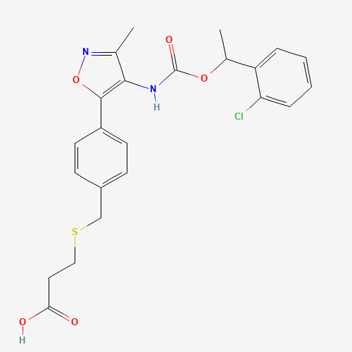 3-[[4-[4-[1-(2-chlorophenyl)ethoxycarbonylamino]-3-methyl-1,2-oxazol-5-yl]phenyl]methylsulfanyl]propanoic acid (CAS: 355025-24-0) - Related Chemical Product
