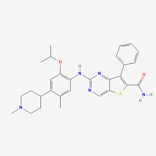 2-[5-methyl-4-(1-methylpiperidin-4-yl)-2-propan-2-yloxyanilino]-7-phenylthieno[3,2-d]pyrimidine-6-carboxamide (CAS: 1462947-69-8) - Related Chemical Product