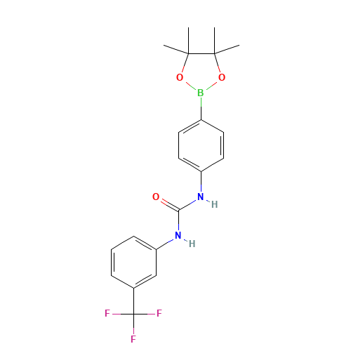 1-[4-(4,4,5,5-tetramethyl-1,3,2-dioxaborolan-2-yl)phenyl]-3-[3-(trifluoromethyl)phenyl]urea (CAS: 796967-48-1) - Chemical Structure and Molecular Formula 