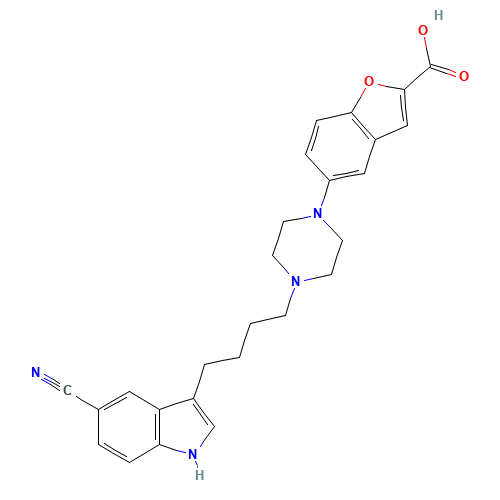 5-[4-[4-(5-cyano-1H-indol-3-yl)butyl]piperazin-1-yl]-1-benzofuran-2-carboxylic acid (CAS: 163521-19-5) - Related Chemical Product