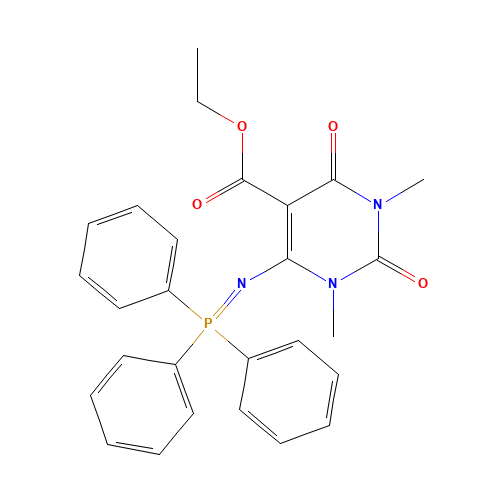 ethyl 1,3-dimethyl-2,4-dioxo-6-[(triphenyl-$l^{5}-phosphanylidene)amino]pyrimidine-5-carboxylate (CAS: 99747-55-4) - Related Chemical Product