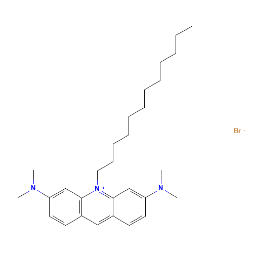 10-dodecyl-3-N,3-N,6-N,6-N-tetramethylacridin-10-ium-3,6-diamine;bromide (CAS: 41387-42-2) - Chemical Structure and Molecular Formula 