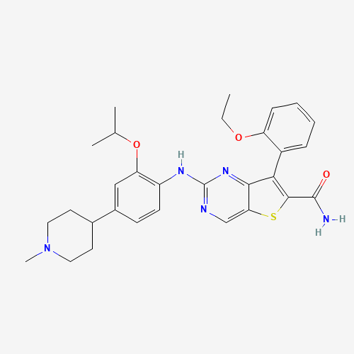 7-(2-ethoxyphenyl)-2-[4-(1-methylpiperidin-4-yl)-2-propan-2-yloxyanilino]thieno[3,2-d]pyrimidine-6-carboxamide (CAS: 1462947-72-3) - Related Chemical Product