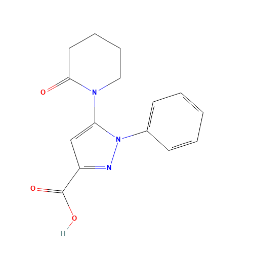 5-(2-oxopiperidin-1-yl)-1-phenylpyrazole-3-carboxylic acid (CAS: 1409972-69-5) - Chemical Structure and Molecular Formula 