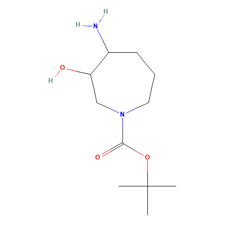 tert-butyl 4-amino-3-hydroxyazepane-1-carboxylate (CAS: 281219-28-1) - Chemical Structure and Molecular Formula 