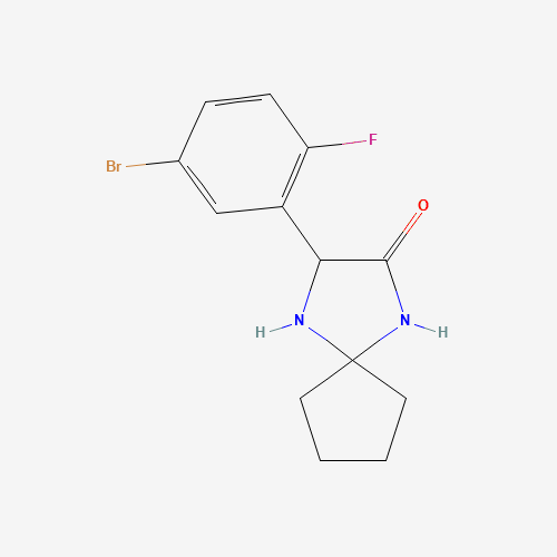 2-(5-bromo-2-fluorophenyl)-1,4-diazaspiro[4.4]nonan-3-one (CAS: 1272755-79-9) - Chemical Structure and Molecular Formula 