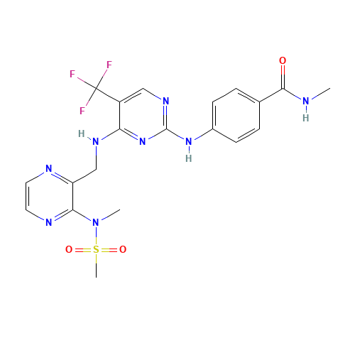 N-methyl-4-[[4-[[3-[methyl(methylsulfonyl)amino]pyrazin-2-yl]methylamino]-5-(trifluoromethyl)pyrimidin-2-yl]amino]benzamide (CAS: 1073154-85-4) - Related Chemical Product