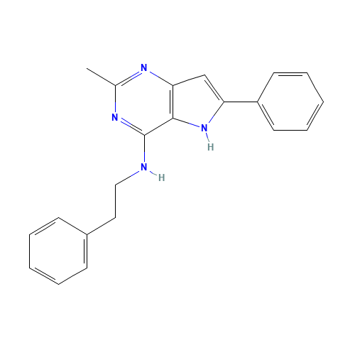 2-methyl-6-phenyl-N-(2-phenylethyl)-5H-pyrrolo[3,2-d]pyrimidin-4-amine (CAS: 72549-74-7) - Chemical Structure and Molecular Formula 