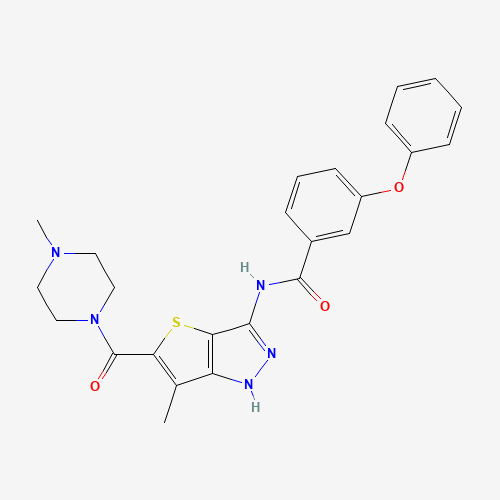 N-[6-methyl-5-(4-methylpiperazine-1-carbonyl)-1H-thieno[3,2-c]pyrazol-3-yl]-3-phenoxybenzamide (CAS: 648412-36-6) - Related Chemical Product