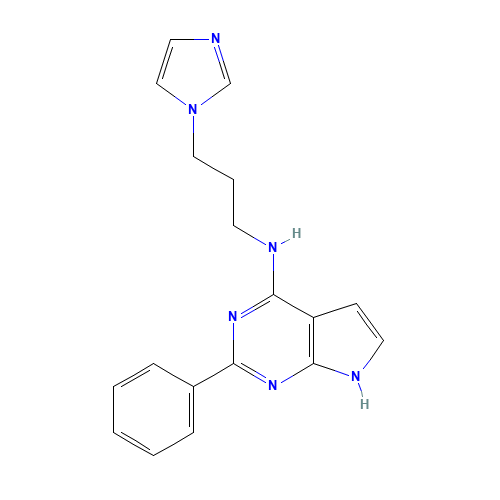 N-(3-imidazol-1-ylpropyl)-2-phenyl-7H-pyrrolo[2,3-d]pyrimidin-4-amine (CAS: 541503-87-1) - Related Chemical Product