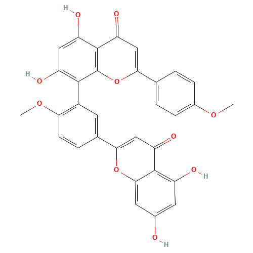 8-[5-(5,7-dihydroxy-4-oxochromen-2-yl)-2-methoxyphenyl]-5,7-dihydroxy-2-(4-methoxyphenyl)chromen-4-one (CAS: 548-19-6) - Related Chemical Product
