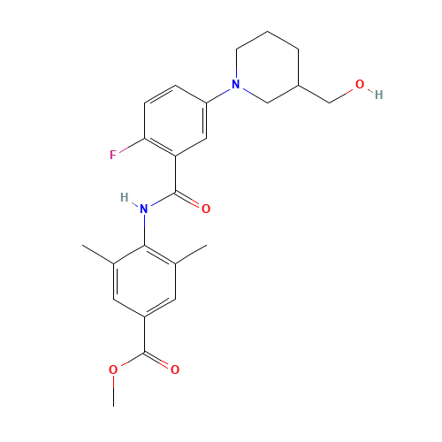 methyl 4-[[2-fluoro-5-[3-(hydroxymethyl)piperidin-1-yl]benzoyl]amino]-3,5-dimethylbenzoate (CAS: 1529760-78-8) - Related Chemical Product