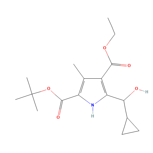 2-O-tert-butyl 4-O-ethyl 5-[cyclopropyl(hydroxy)methyl]-3-methyl-1H-pyrrole-2,4-dicarboxylate (CAS: 1082990-47-3) - Related Chemical Product