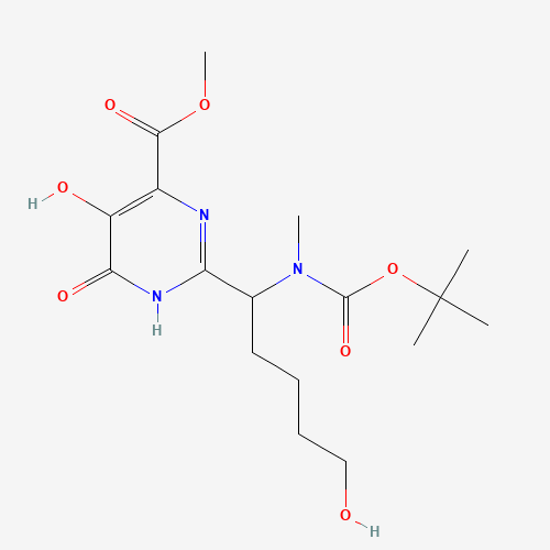 methyl 5-hydroxy-2-[5-hydroxy-1-[methyl-[(2-methylpropan-2-yl)oxycarbonyl]amino]pentyl]-4-oxo-1H-pyrimidine-6-carboxylate (CAS: 724446-00-8) - Chemical Structure and Molecular Formula 