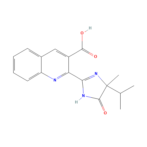 2-(4-methyl-5-oxo-4-propan-2-yl-1H-imidazol-2-yl)quinoline-3-carboxylic acid (CAS: 81335-37-7) - Chemical Structure and Molecular Formula 