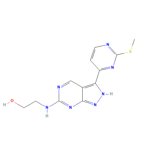 2-[[3-(2-methylsulfanylpyrimidin-4-yl)-2H-pyrazolo[3,4-d]pyrimidin-6-yl]amino]ethanol (CAS: 1386398-96-4) - Related Chemical Product