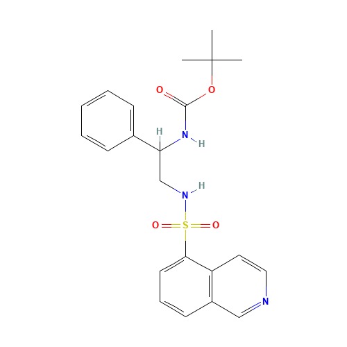 tert-butyl N-[2-(isoquinolin-5-ylsulfonylamino)-1-phenylethyl]carbamate (CAS: 1253955-68-8) - Chemical Structure and Molecular Formula 