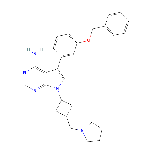 5-(3-phenylmethoxyphenyl)-7-[3-(pyrrolidin-1-ylmethyl)cyclobutyl]pyrrolo[2,3-d]pyrimidin-4-amine (CAS: 475489-15-7) - Related Chemical Product