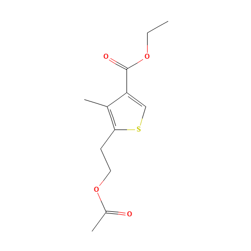 ethyl 5-(2-acetyloxyethyl)-4-methylthiophene-3-carboxylate (CAS: 19156-47-9) - Chemical Structure and Molecular Formula 