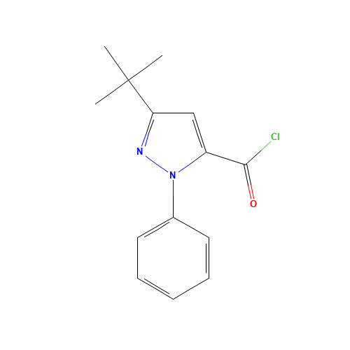 5-tert-butyl-2-phenylpyrazole-3-carbonyl chloride (CAS: 956489-20-6) - Chemical Structure and Molecular Formula 