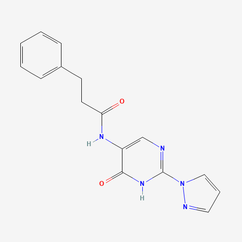 N-(6-oxo-2-pyrazol-1-yl-1H-pyrimidin-5-yl)-3-phenylpropanamide (CAS: 1343458-69-4) - Related Chemical Product