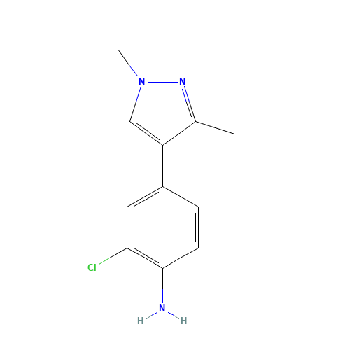 2-chloro-4-(1,3-dimethylpyrazol-4-yl)aniline (CAS: 1400287-26-4) - Chemical Structure and Molecular Formula 