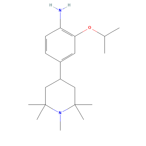 4-(1,2,2,6,6-pentamethylpiperidin-4-yl)-2-propan-2-yloxyaniline (CAS: 1462951-43-4) - Chemical Structure and Molecular Formula 