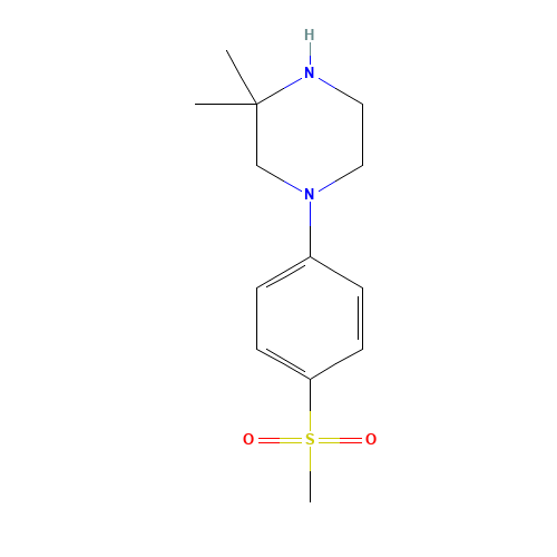 3,3-dimethyl-1-(4-methylsulfonylphenyl)piperazine (CAS: 1095538-51-4) - Chemical Structure and Molecular Formula 