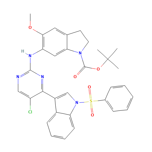 tert-butyl 6-[[4-[1-(benzenesulfonyl)indol-3-yl]-5-chloropyrimidin-2-yl]amino]-5-methoxy-2,3-dihydroindole-1-carboxylate (CAS: 1453199-07-9) - Related Chemical Product