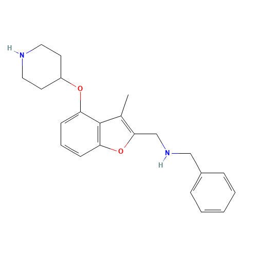 N-[(3-methyl-4-piperidin-4-yloxy-1-benzofuran-2-yl)methyl]-1-phenylmethanamine (CAS: 1443208-00-1) - Chemical Structure and Molecular Formula 