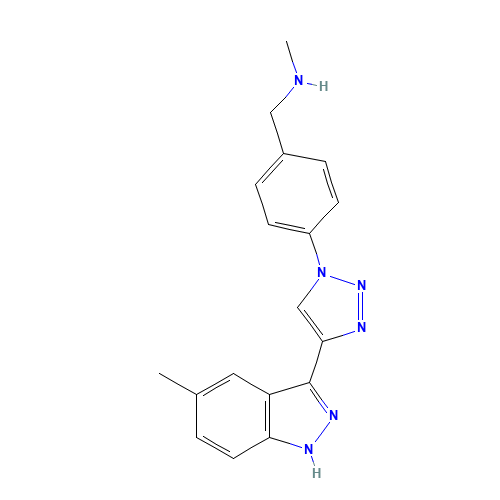 N-methyl-1-[4-[4-(5-methyl-1H-indazol-3-yl)triazol-1-yl]phenyl]methanamine (CAS: 1383702-23-5) - Chemical Structure and Molecular Formula 