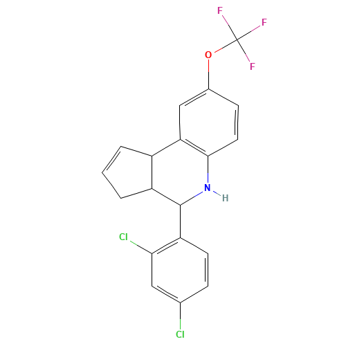 4-(2,4-dichlorophenyl)-8-(trifluoromethoxy)-3a,4,5,9b-tetrahydro-3H-cyclopenta[c]quinoline (CAS: 342405-95-2) - Chemical Structure and Molecular Formula 