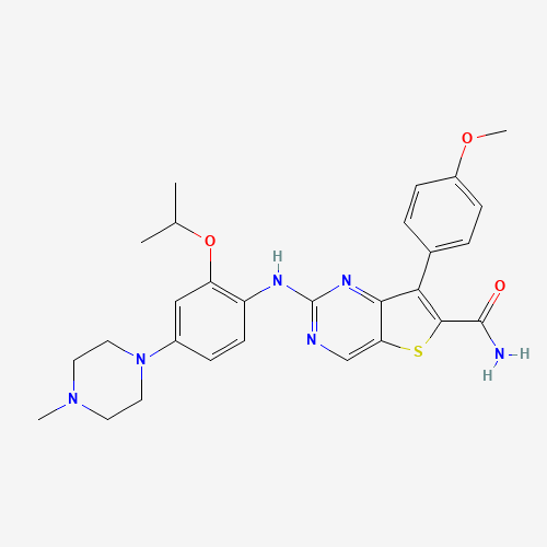 7-(4-methoxyphenyl)-2-[4-(4-methylpiperazin-1-yl)-2-propan-2-yloxyanilino]thieno[3,2-d]pyrimidine-6-carboxamide (CAS: 1462947-62-1) - Related Chemical Product