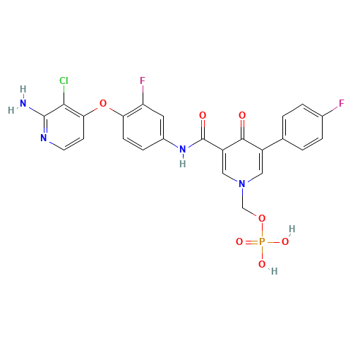 [3-[[4-(2-amino-3-chloropyridin-4-yl)oxy-3-fluorophenyl]carbamoyl]-5-(4-fluorophenyl)-4-oxopyridin-1-yl]methyl dihydrogen phosphate (CAS: 1174161-69-3) - Related Chemical Product