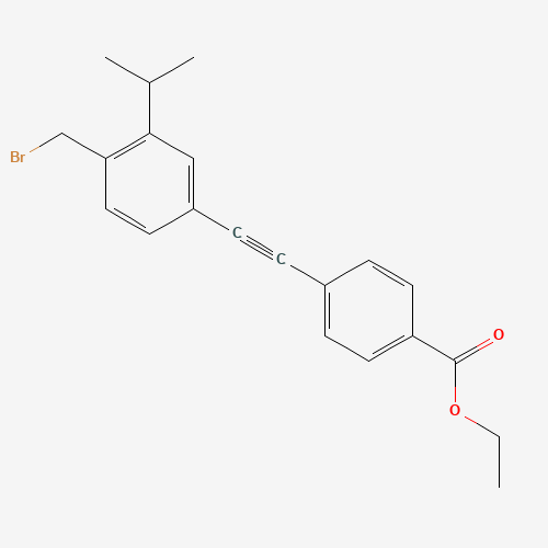 ethyl 4-[2-[4-(bromomethyl)-3-propan-2-ylphenyl]ethynyl]benzoate (CAS: 345965-95-9) - Chemical Structure and Molecular Formula 
