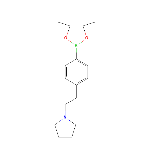 1-[2-[4-(4,4,5,5-tetramethyl-1,3,2-dioxaborolan-2-yl)phenyl]ethyl]pyrrolidine (CAS: 942921-91-7) - Chemical Structure and Molecular Formula 