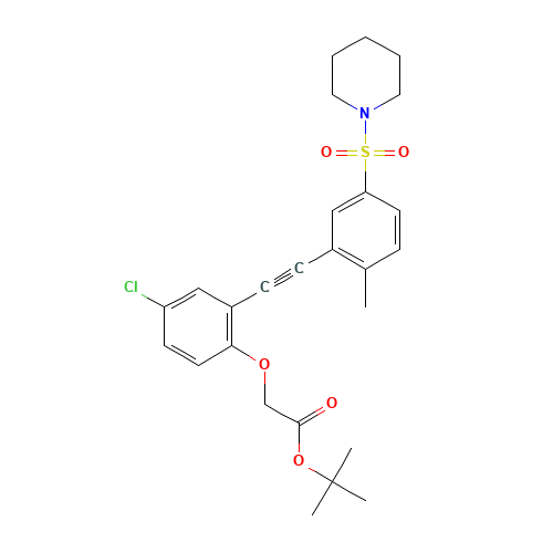 tert-butyl 2-[4-chloro-2-[2-(2-methyl-5-piperidin-1-ylsulfonylphenyl)ethynyl]phenoxy]acetate (CAS: 1240288-07-6) - Related Chemical Product