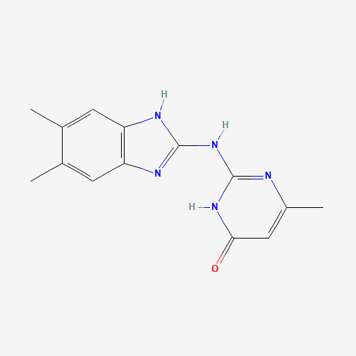 2-[(5,6-dimethyl-1H-benzimidazol-2-yl)amino]-6-methyl-1H-pyrimidin-4-one (CAS: 42389-41-3) - Chemical Structure and Molecular Formula 